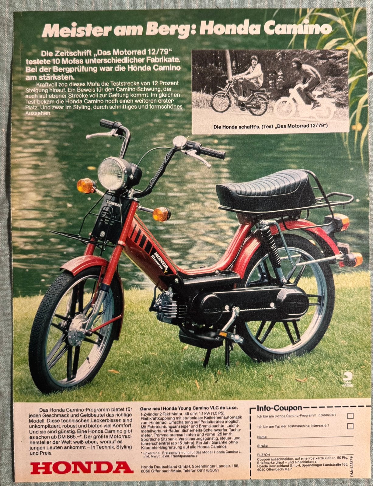 Advertentie 1979 Honda Camino VLC de Luxe, Verzamelen, Verzenden, Zo goed als nieuw, Motoren