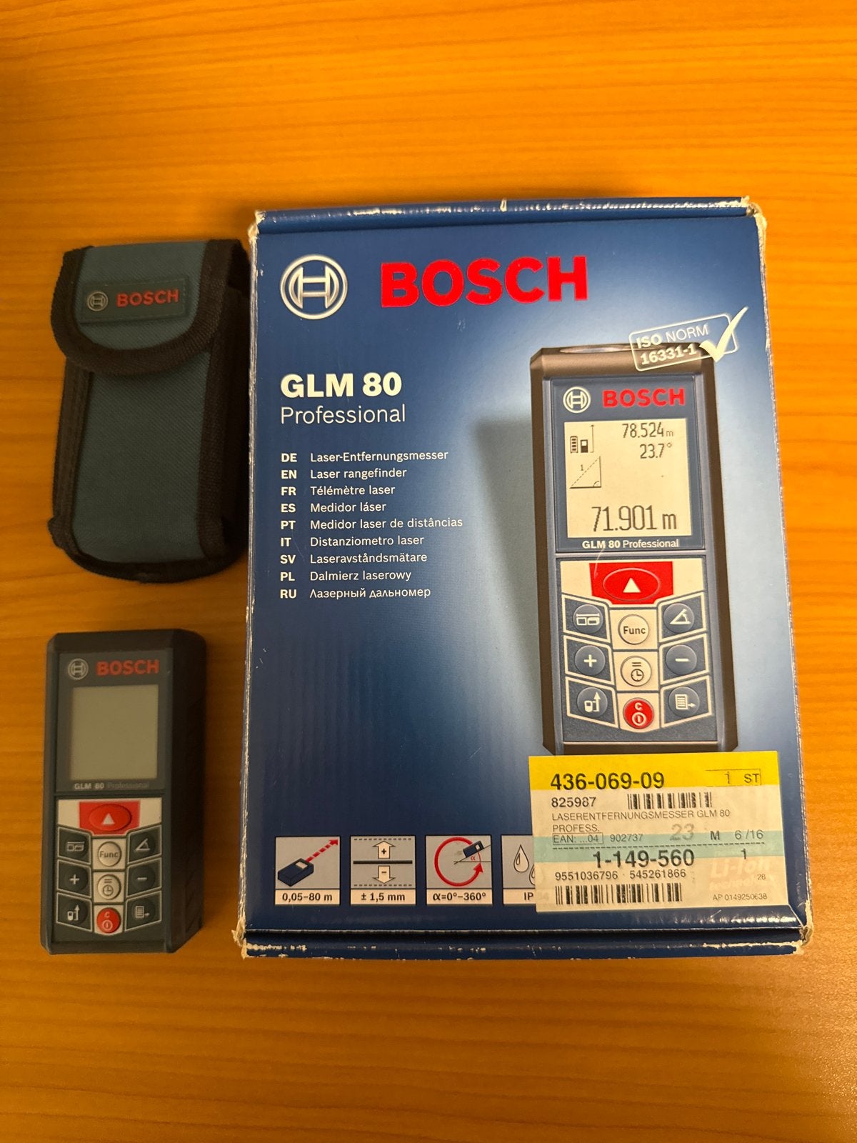 Bosch GLM 80 Professional Laser Afstandsmeter, Ophalen of Verzenden, Zo goed als nieuw, Afstand