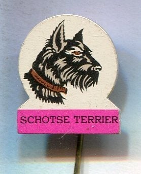 Schotse Terrier blik honden speldje ( N_069), Verzenden, Zo goed als nieuw, Dier of Natuur, Speldje of Pin