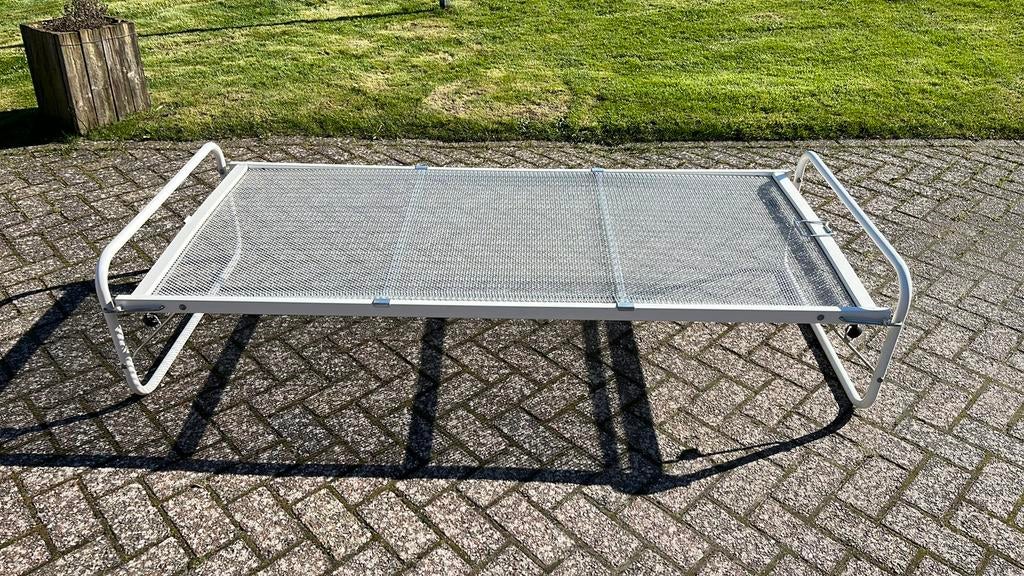 Metalen 1 Persoons Avek onderschuifbed, Gebruikt, 90 cm, Eenpersoons, Wit