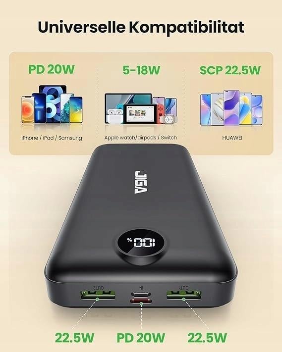 Jiga PC5 powerbank 30.000 mAh, Jiga, Ophalen of Verzenden, EVatmaster Consulting Gmbh, Bettinastrasse 30 60325 Frankfurt am Main Germany