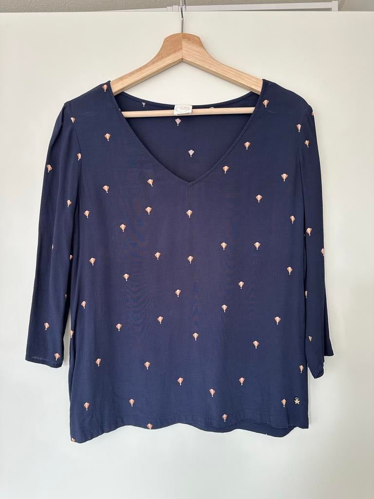 Des Petits Hauts blauwe top driekwart mouw - Maat 2, Verzenden, Zo goed als nieuw, Maat 36 (S), Blauw