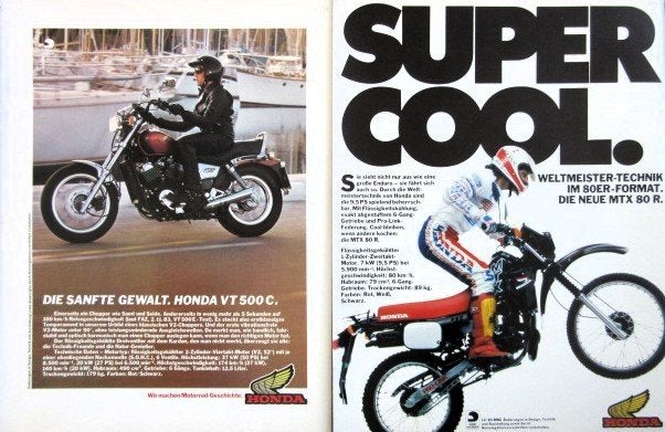 25 vintage reclames Honda motorfiets 1976-87 motor, Verzamelen, Ophalen of Verzenden, Gebruikt, Overige typen