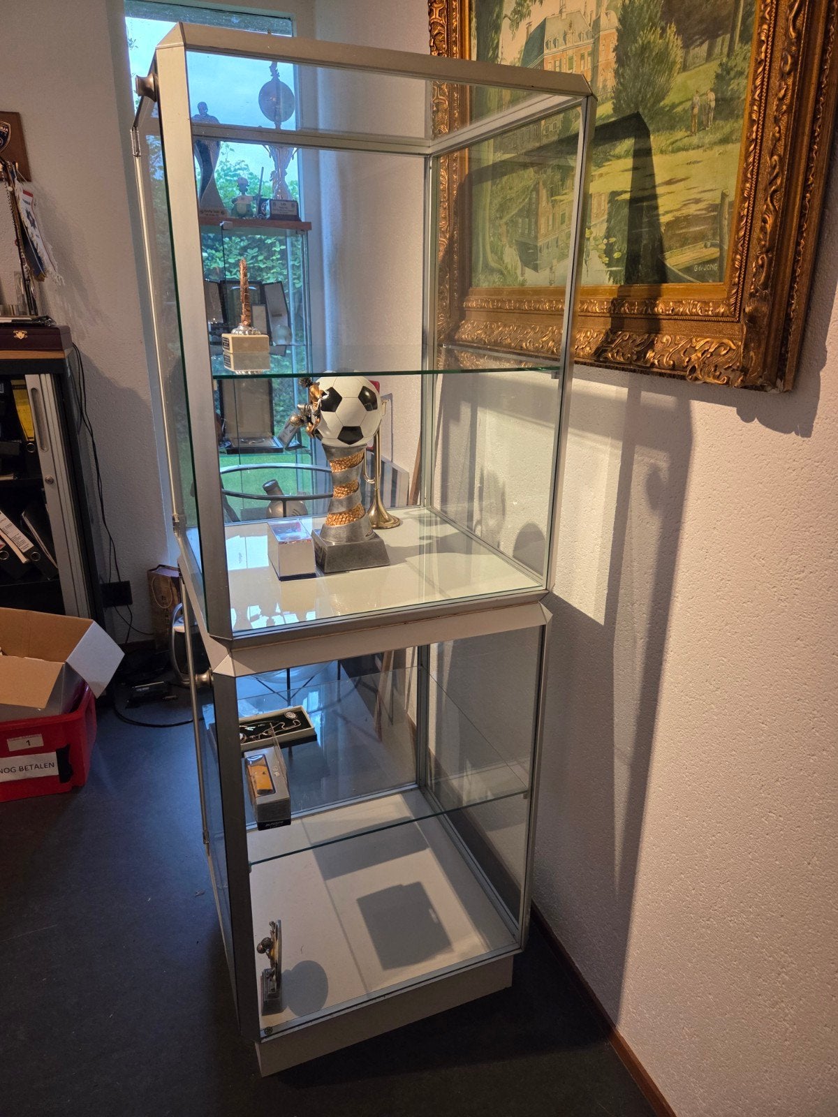Glazen Vitrinekast met Aluminium Frame, Glas, Modern, 150 tot 200 cm, 25 tot 50 cm