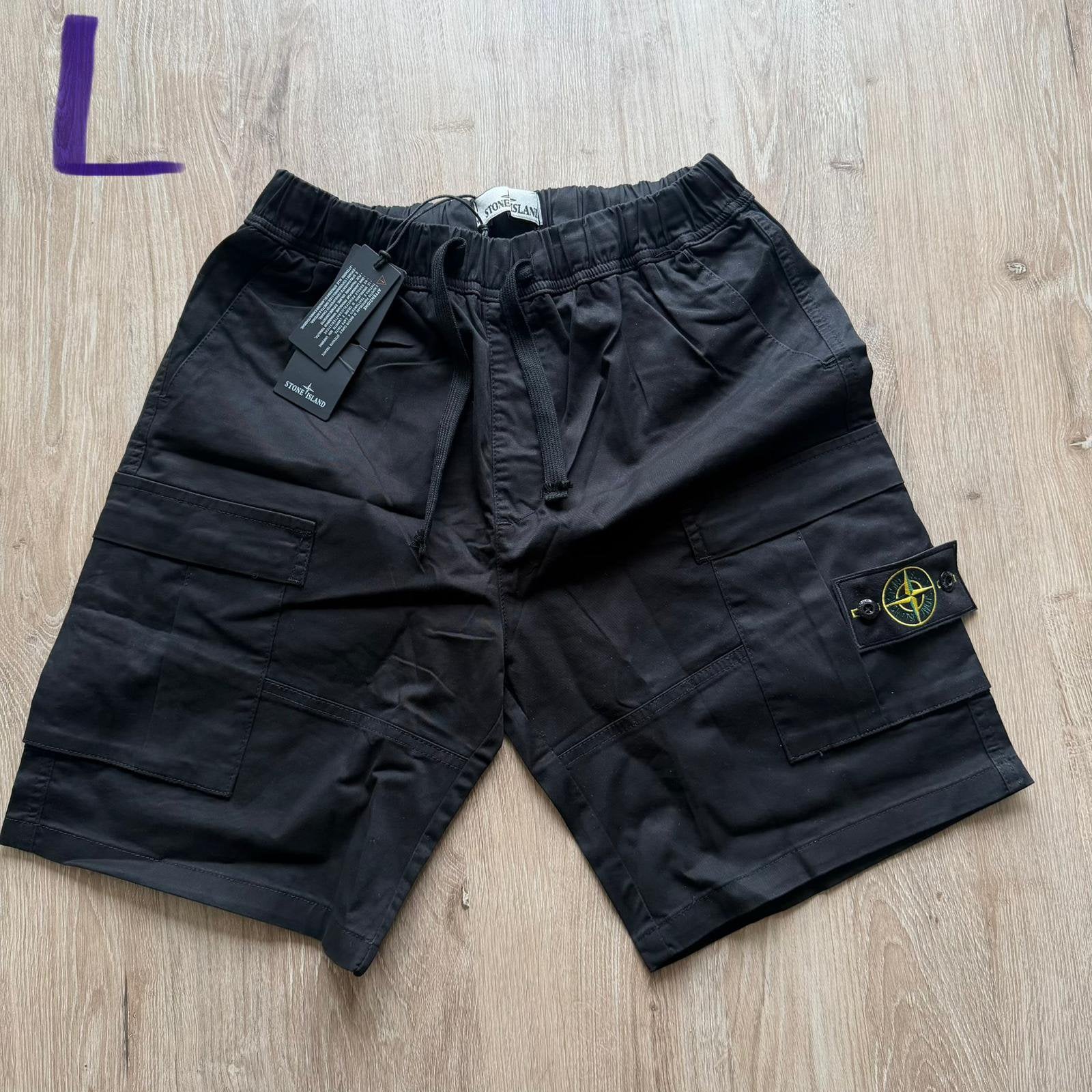 Stone Island - Korte Broek - Zwart - L, Ophalen of Verzenden, Nieuw, Maat 52/54 (L), Zwart