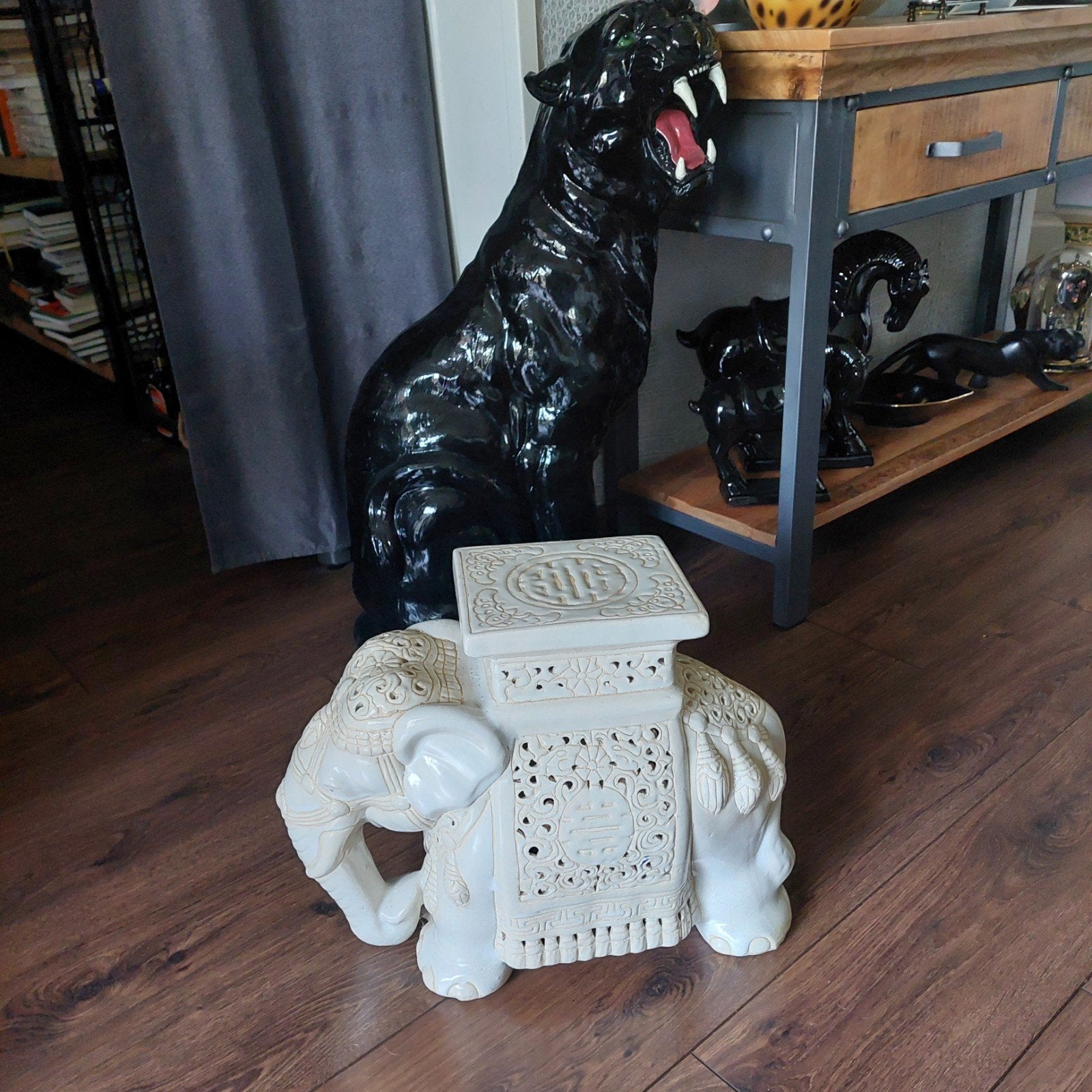 Decoratieve olifant plantentafeltje, crème keramiek, Ophalen