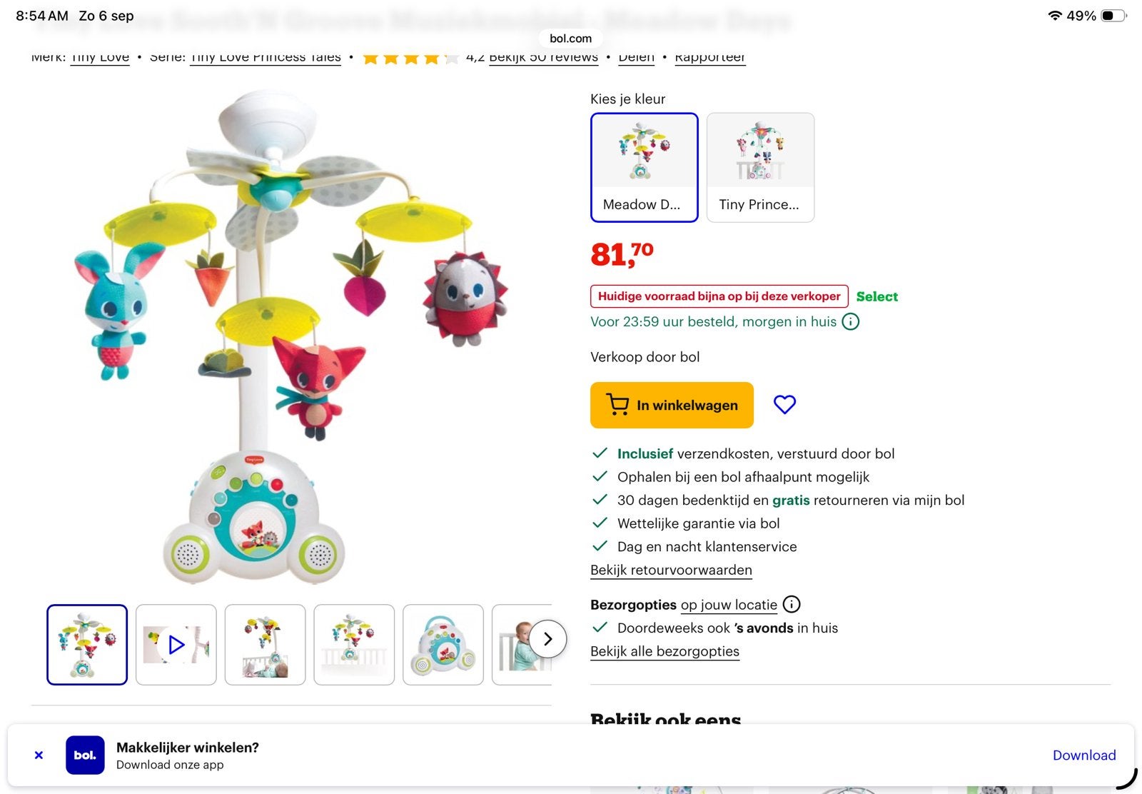 Tiny love mobiel,met veel muziekmogelijkheden, Ophalen of Verzenden, Zo goed als nieuw, Overige typen