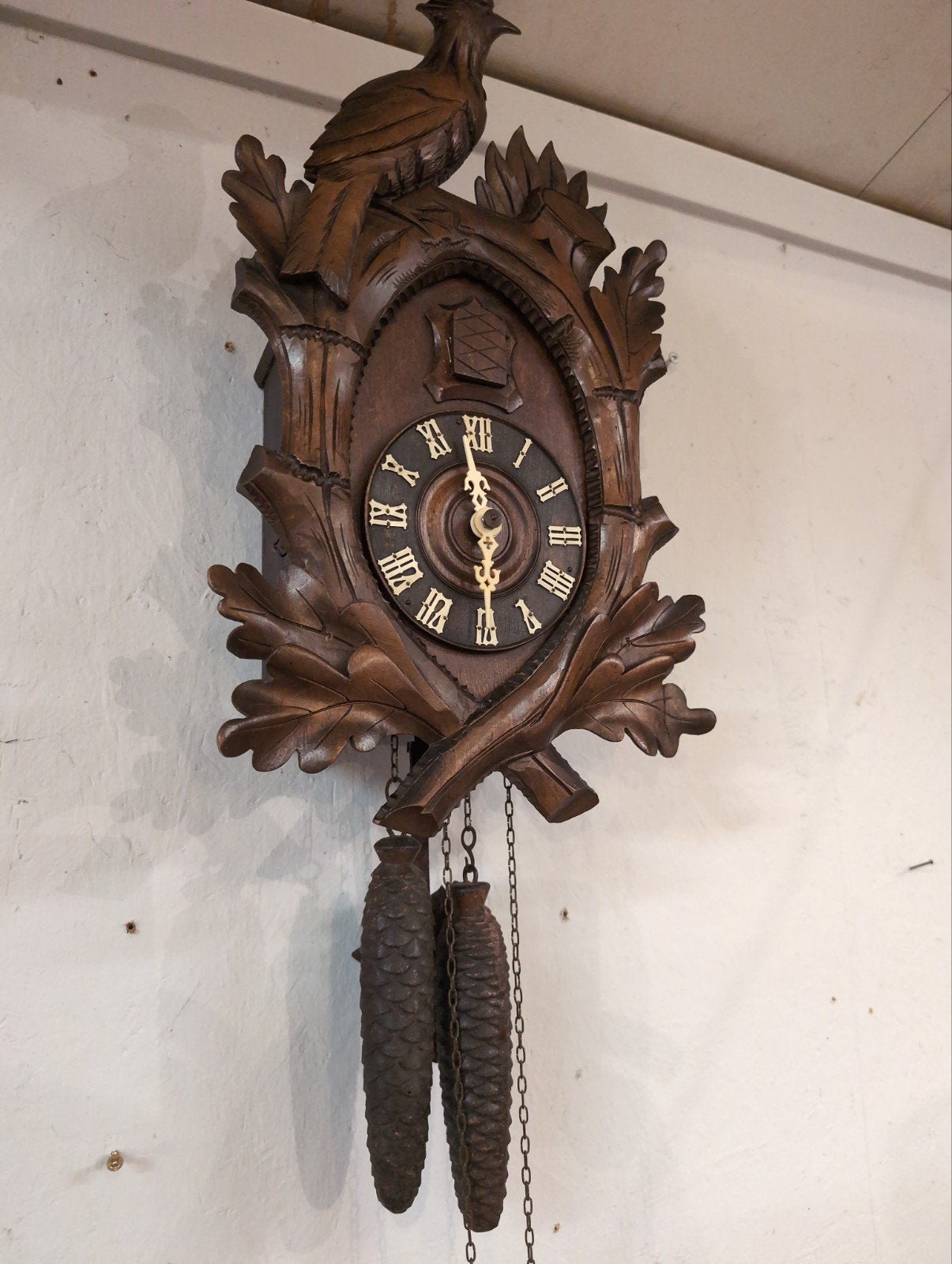 Antieke koekoek klok €225.  46 cm hoog, Ophalen