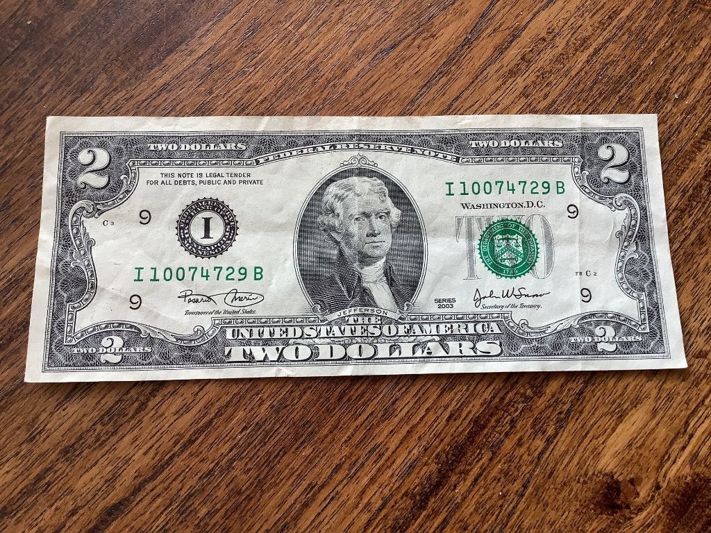 USA Jefferson 2 Dollar 2003 Serie I, Verzenden, Noord-Amerika, Los biljet