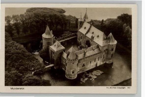 Muiden 2 oude KLM luchtfoto´s van Muiderslot jaren 30, Ophalen of Verzenden, 1920 tot 1940, Ongelopen, Noord-Holland