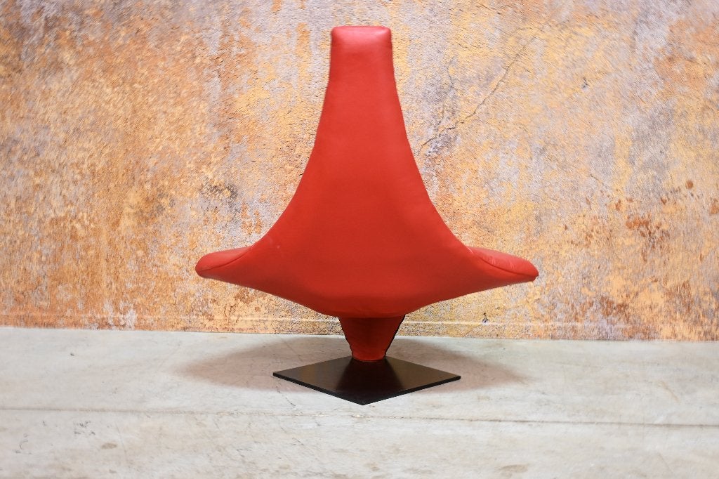 ZGANieuw UNIEKE rode leren Harvink Turner design fauteuil, Harvink, Gebruikt, Harvink, 75 tot 100 cm