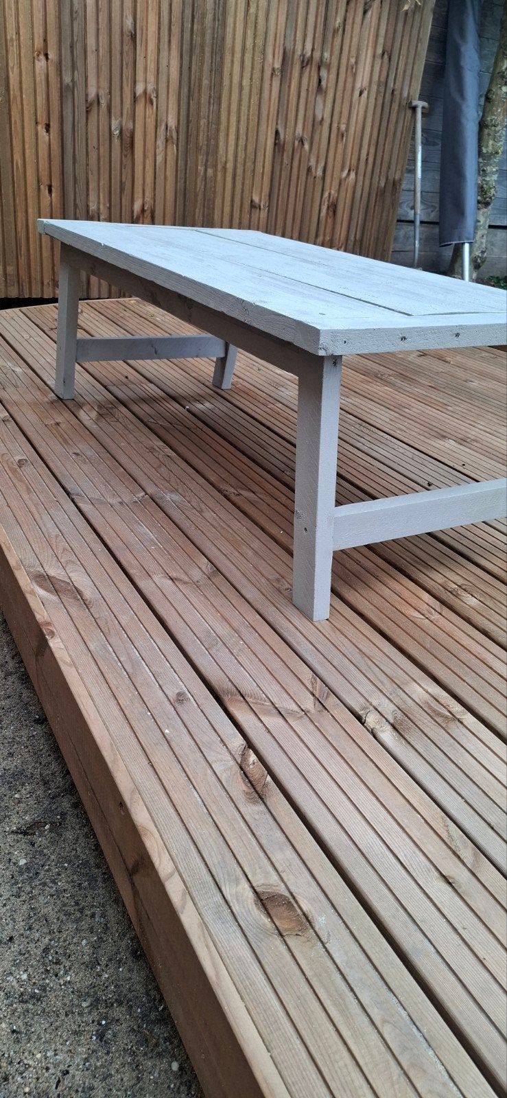 Mooie zelfgemaakte houten tafel, Gebruikt, 100 tot 150 cm, Rustiek, Handgemaakt, Minder dan 50 cm