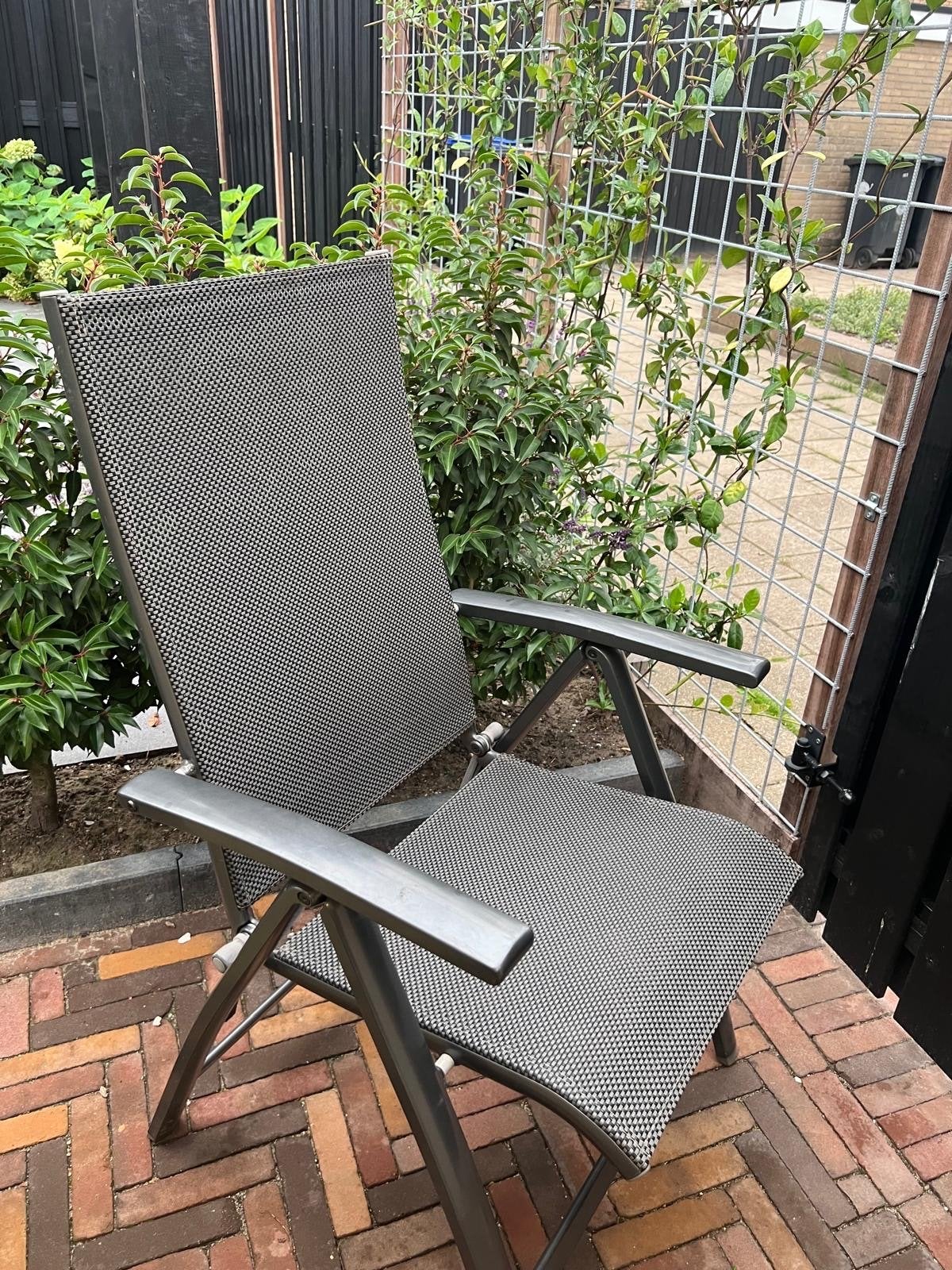 6 Bellagio Elegance tuinstoelen met Madison kussens, Tuin en Terras, Ophalen, Gebruikt, Aluminium, Inklapbaar
