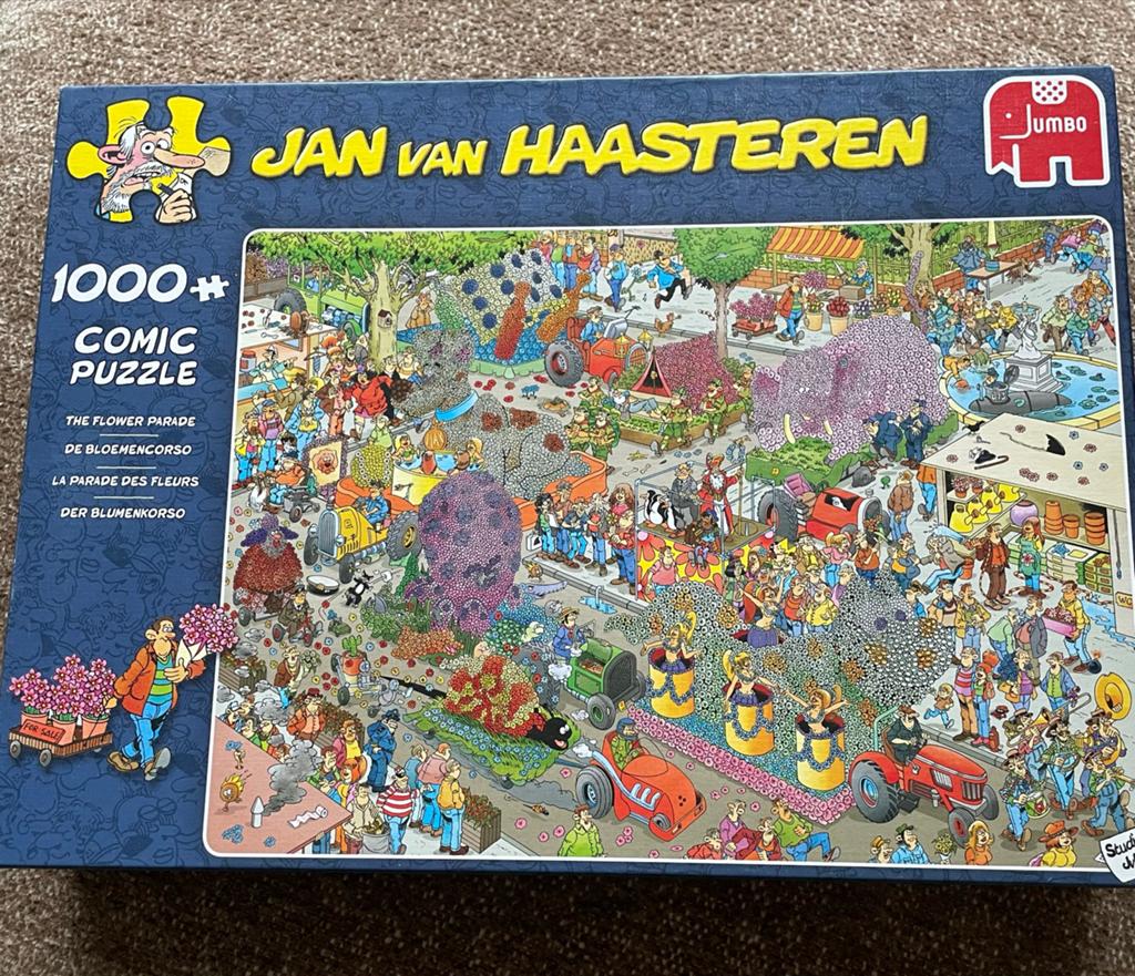 Puzzel Jan van Haasteren 1000 stukjes - De Bloemencorso, Ophalen, 500 t/m 1500 stukjes, Zo goed als nieuw, Legpuzzel