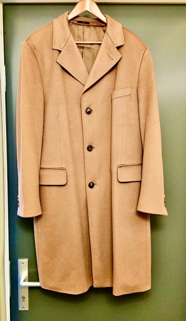 ing Loro Piana wol/cashmere camel jas (mt54), Maat 52/54 (L), Bruin, Ophalen of Verzenden, Zo goed als nieuw