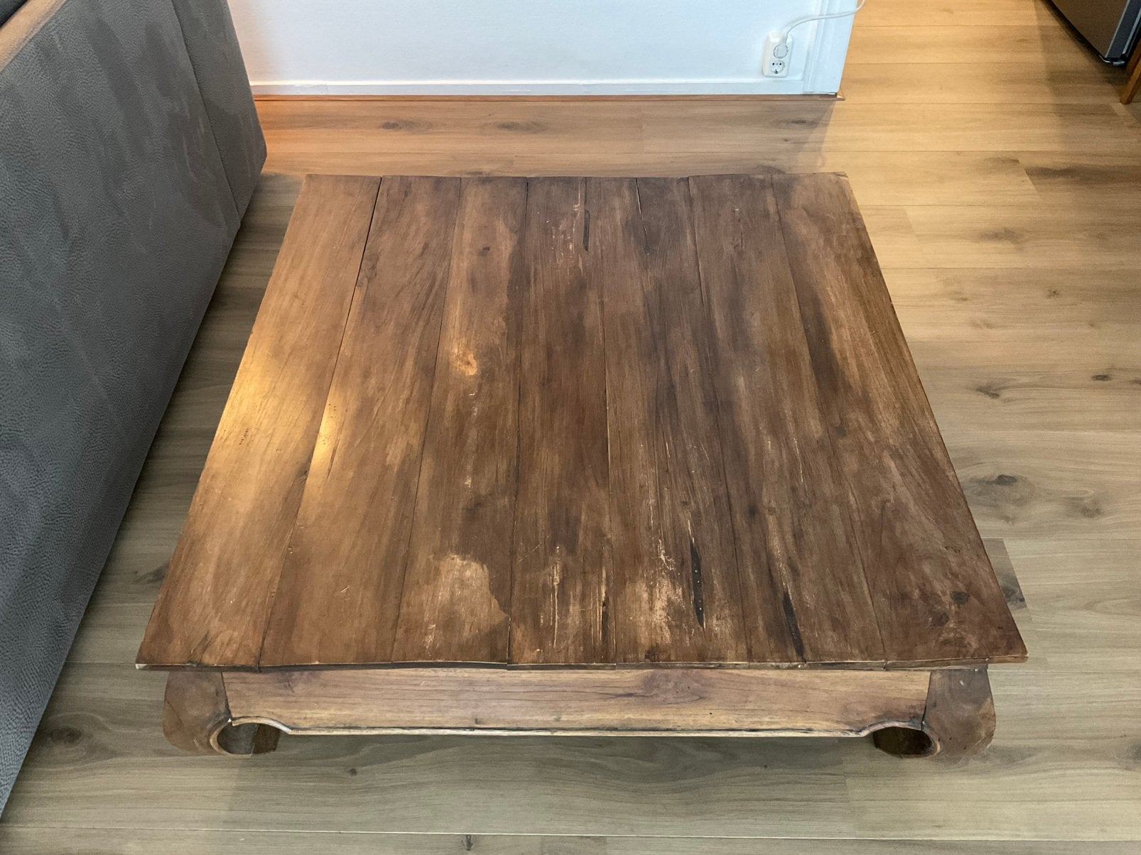 Teakhouten Opium Tafel 100x100 Salontafel, Ophalen, Gebruikt, 100 tot 150 cm, 50 tot 100 cm