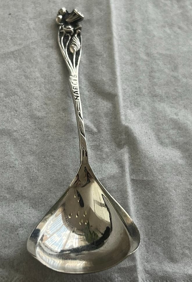 Antieke Zilveren Suikerschep Narcis - Gekeurd Zilver 11 cm, Antiek en Kunst, Verzenden
