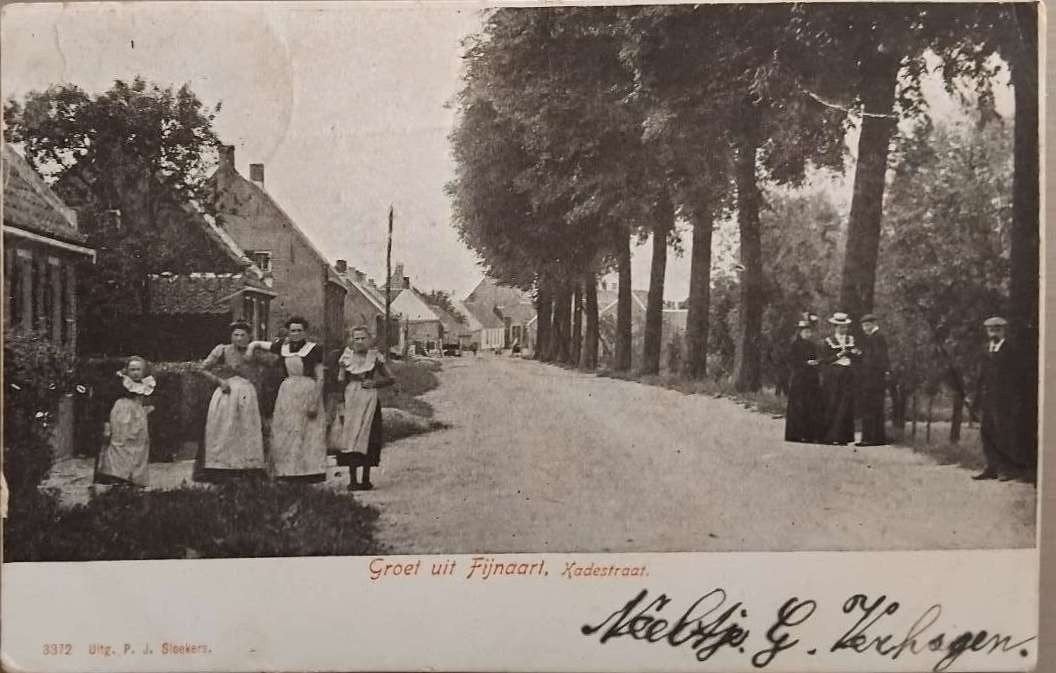 Fijnaart Kadestraat (ca. 1903) – Gelopen naar Kinderdijk, Verzenden, Voor 1920, Gelopen, Noord-Brabant