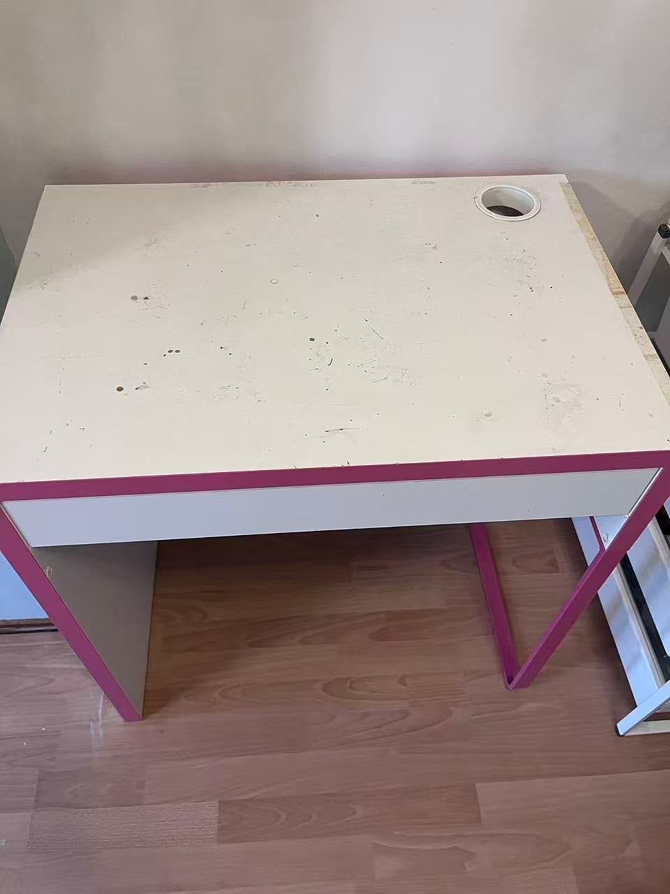 Kinderbureau en stoel met roze accenten, Ophalen, Gebruikt, Overige merken, Kinderbureau