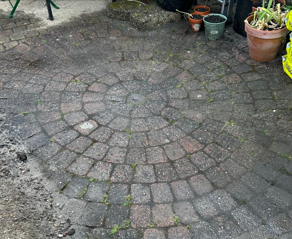 Cirkel van rode klinkers 2,2 mtr doorsnede, Tuin en Terras, Ophalen, Gebruikt, Klinkers, 5 tot 10 m²