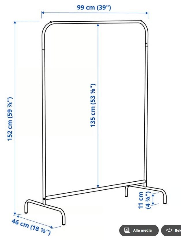 IKEA Mulig kledingrek - Zo goed als nieuw, Huis en Inrichting, Ophalen, 50 tot 100 cm, Zo goed als nieuw, Metaal