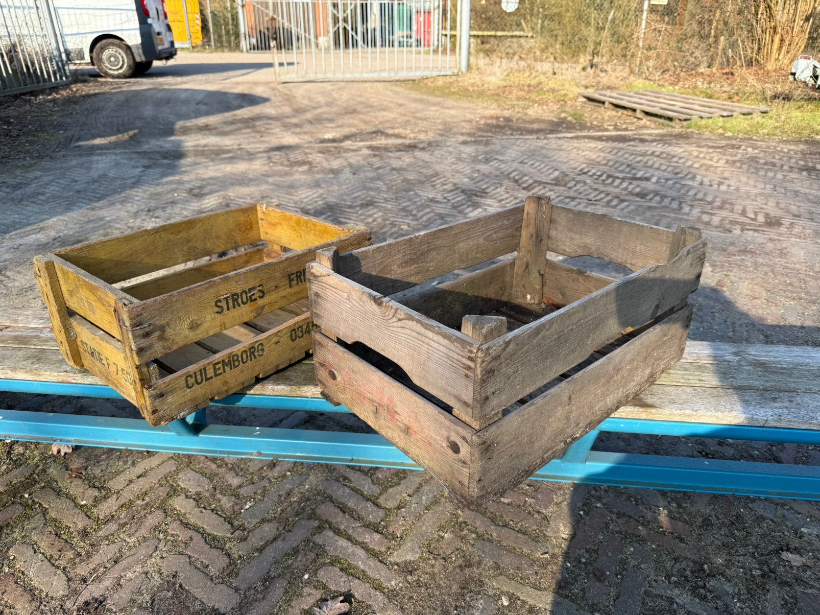 Oude houten kisten - 2 beschikbaar, Ophalen, Minder dan 50 cm, Gebruikt, X