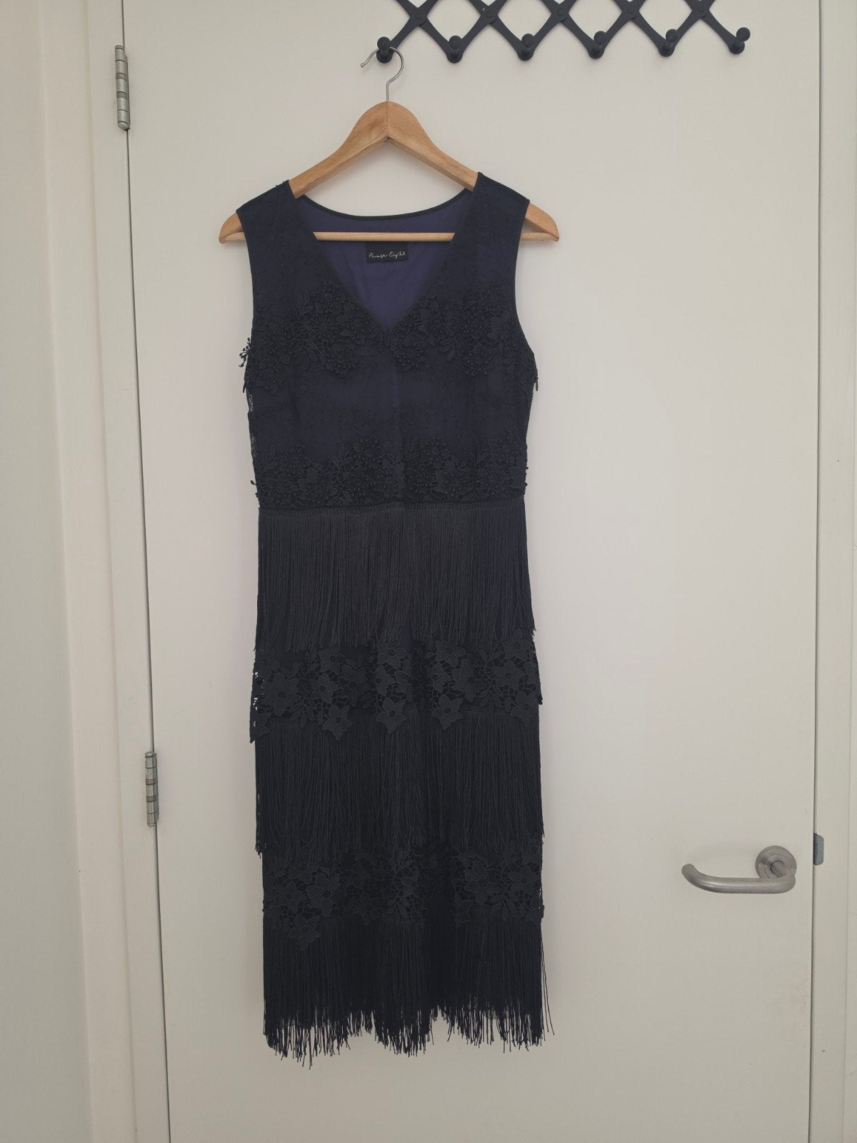 Phase Eight cocktailjurk met franjes en kant mt 36 of 38, Maat 38/40 (M), Blauw, Ophalen of Verzenden, Zo goed als nieuw