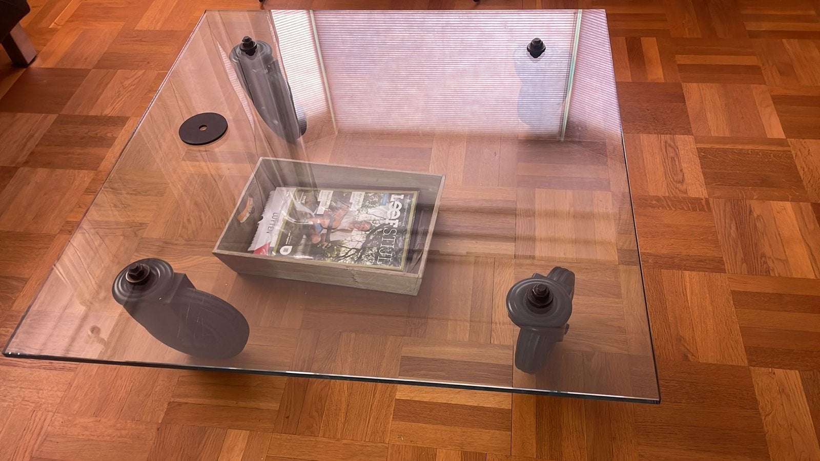 Tavolo con Ruote industrieel, Gae Aulenti voor Fontana Arte, Ophalen, Gebruikt, Vierkant, Glas