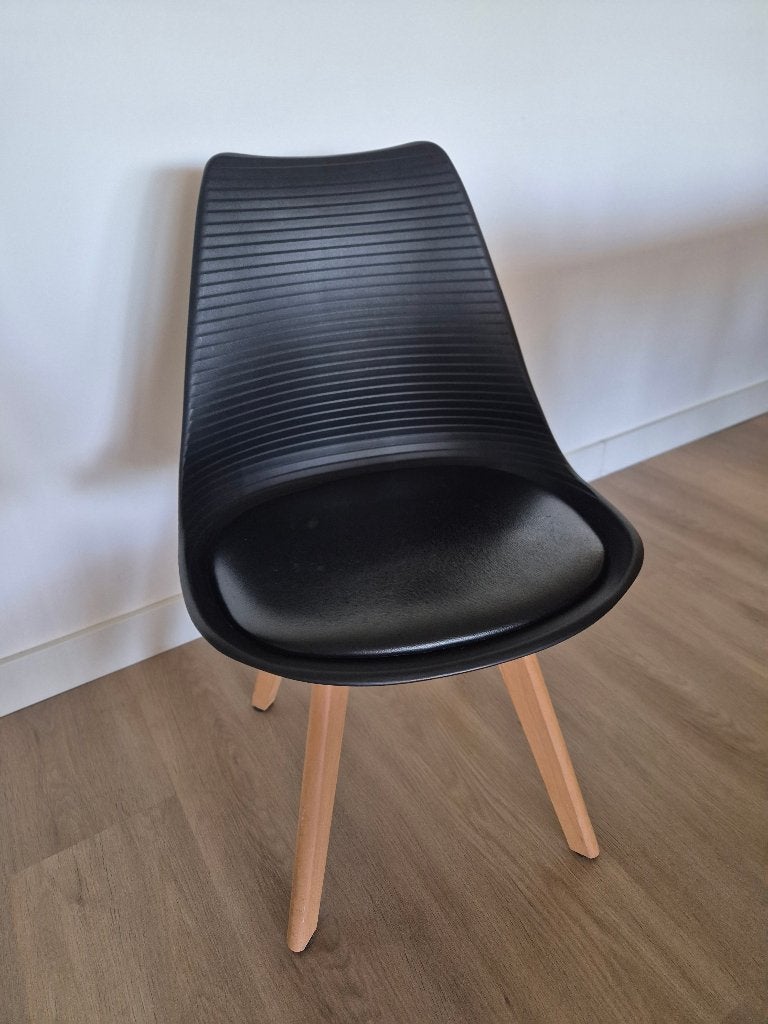 Set 4 eetkamerstoelen NOUS Living Tulip | Zwart & turquoise, Huis en Inrichting, Ophalen, Gebruikt, Zwart, Vier