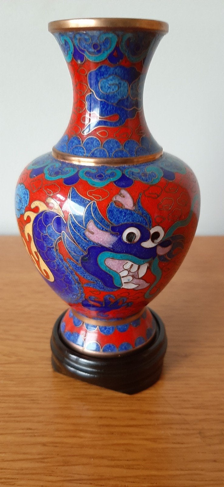 Antieke Chinese Cloisonné Vaas met Drakenmotief, Antiek en Kunst, Ophalen of Verzenden