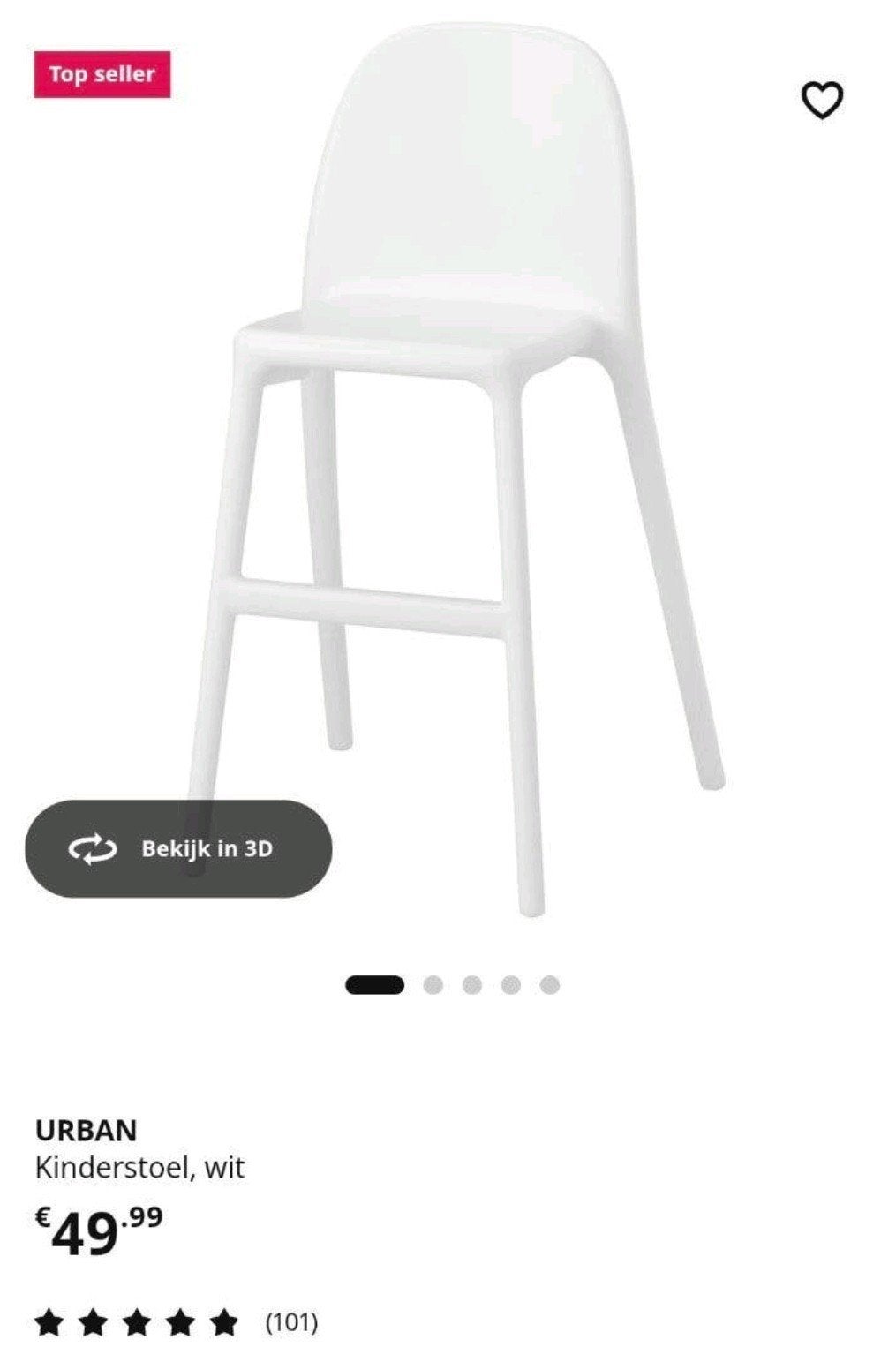 IKEA URBAN Kinderstoel wit, Ophalen, Gebruikt, Overige typen