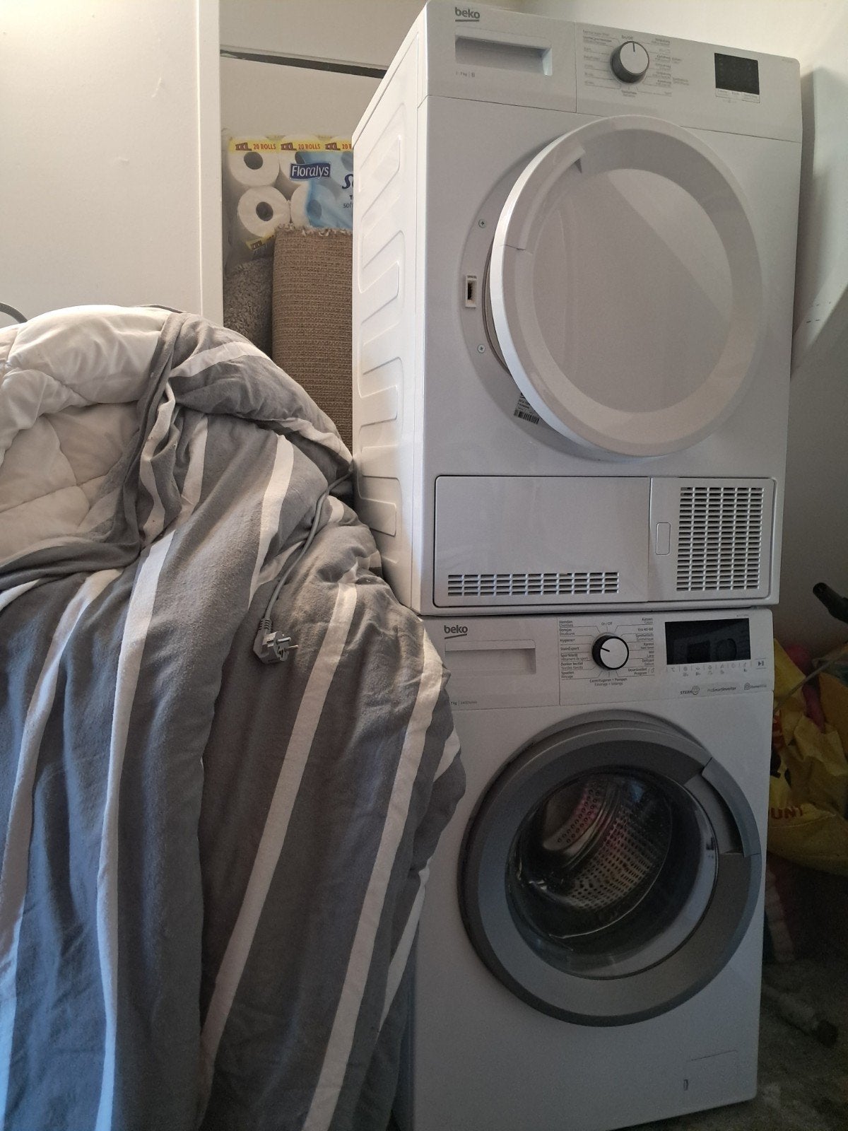 Prachtige set wasmachine en wasdroger Beko 7 kilo, Witgoed en Apparatuur, Ophalen, 6 tot 8 kg, Anti-kreukfase, Zo goed als nieuw