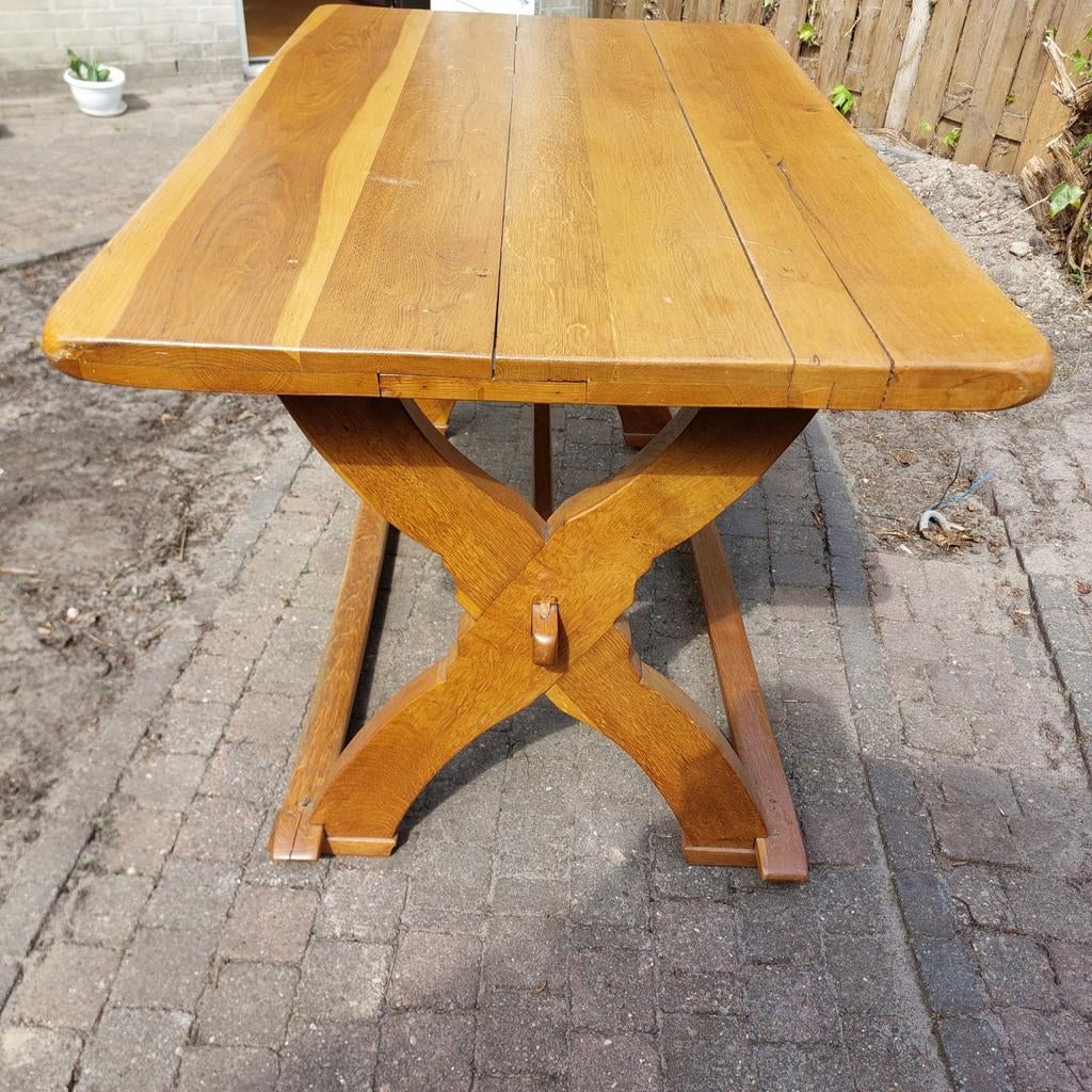 Robuuste eikenhouten kloostertafel, Ophalen