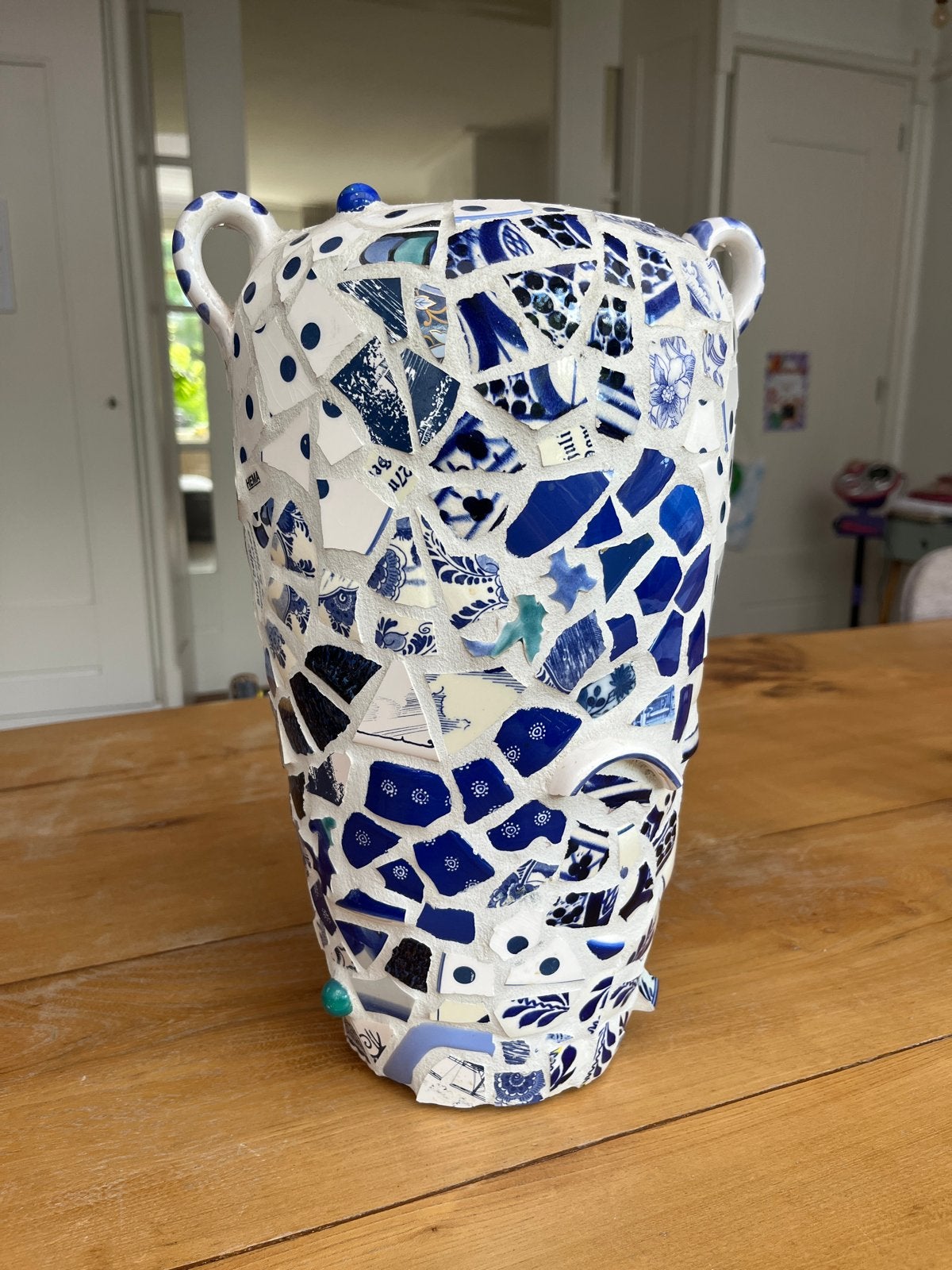 Unieke mozaïek vaas, Antiek en Kunst, Antiek | Vazen, Ophalen of Verzenden