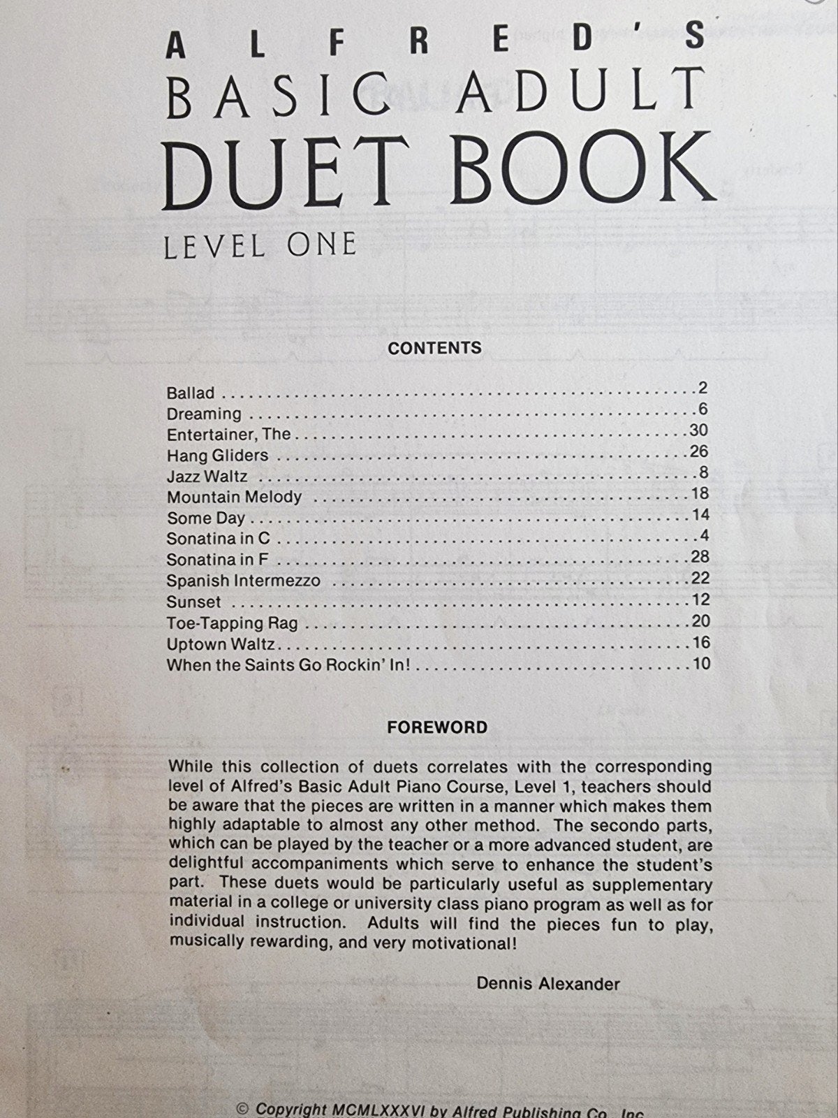 Alfred's Basic Adult Duet Book - Level One (Piano) P49, Muziek en Instrumenten, Bladmuziek, Gebruikt, Verzenden, Les of Cursus