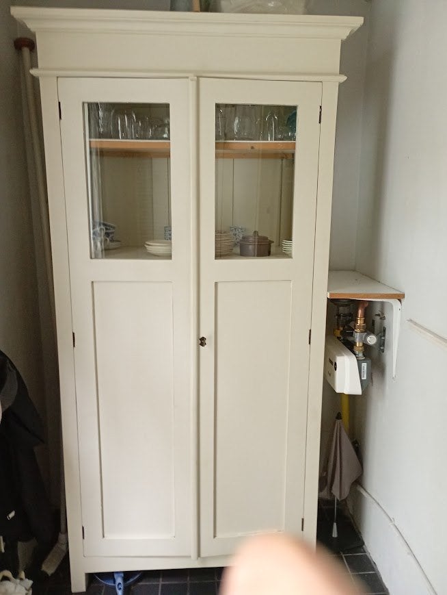 Houten vitrine/servieskast, Ophalen, Overige houtsoorten, 50 tot 100 cm, Landelijk