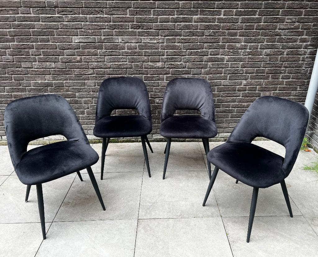 4x zwarte eetkamerstoel “Avignon” van Kwantum – Goede staat, Huis en Inrichting, Stoelen, Zo goed als nieuw, Vier, Metaal, Stof