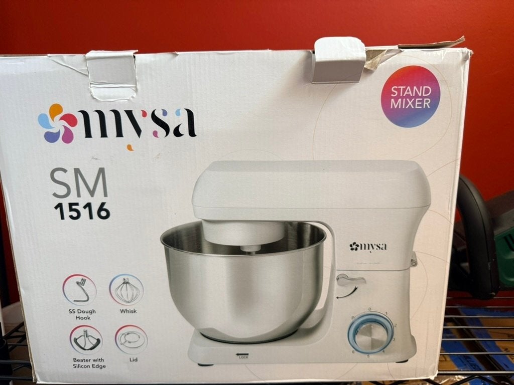 MYSA SM-1516 1400W Stand Mixer Food Mixer, Ophalen, 4 liter of meer, 3 snelheden of meer, Zo goed als nieuw