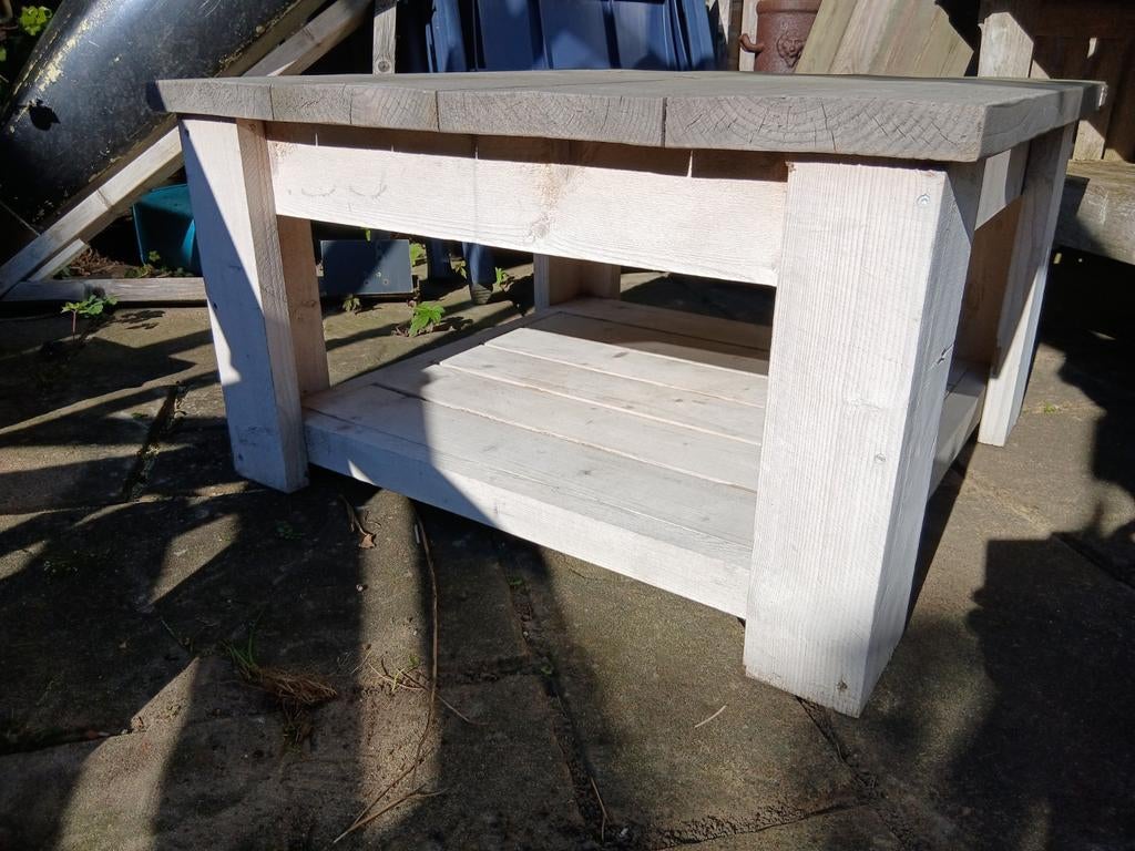 Steigerhout tafel 80x80 en 45,5cm hoog, Ophalen, Minder dan 45 cm, Minder dan 55 cm, Gebruikt