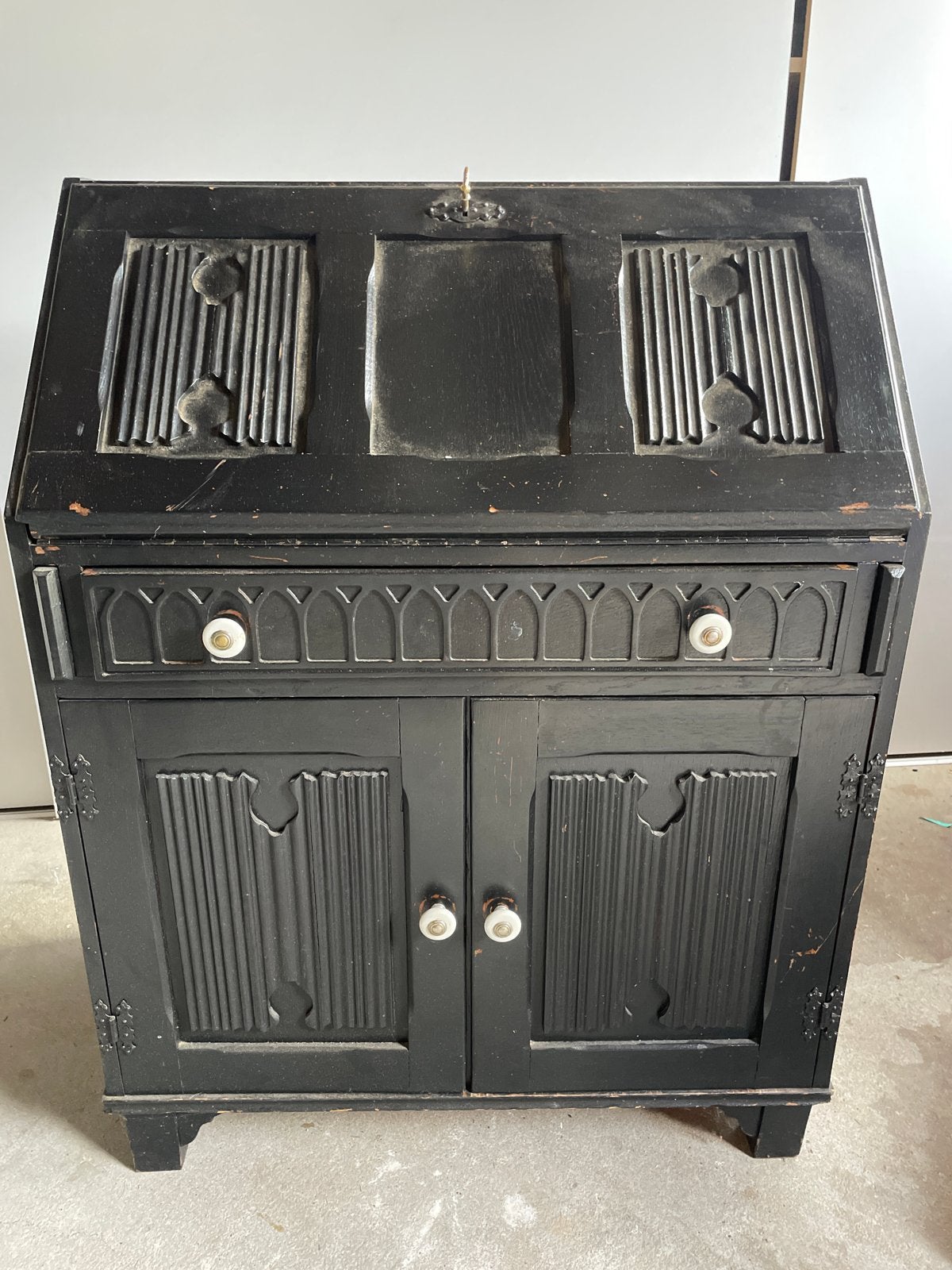 zwart secretaire bureau met opbergruimte, Antiek en Kunst, Ophalen of Verzenden