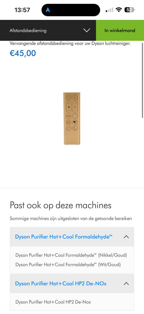 Dyson originele afstandsbediening (nog 1tje over), Witgoed en Apparatuur, Luchtbehandelingsapparatuur, Ophalen of Verzenden, Nieuw