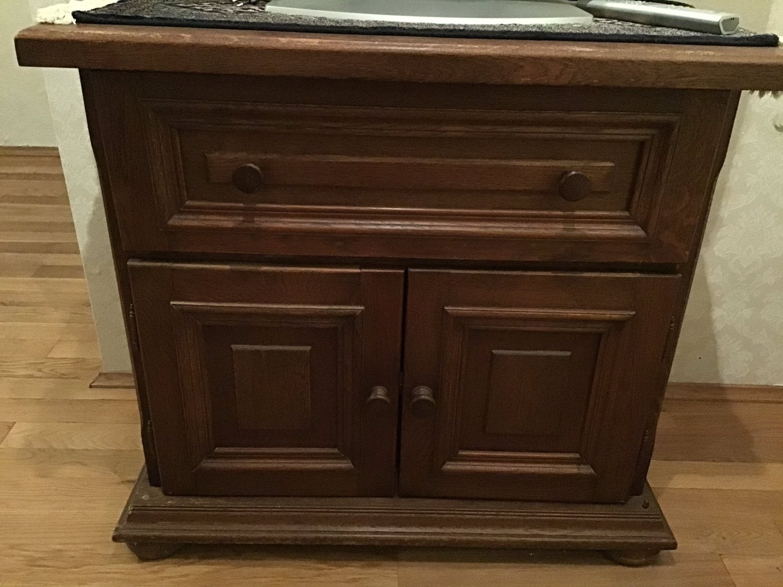 Zwaar eiken TV Stereo meubel kast, Ophalen, Gebruikt, Vintage