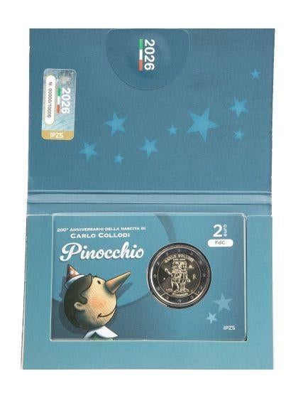 2 euro Italië 2026 Pinocchio Carlo Collodi Coincard, Verzenden, Italië, 2 euro