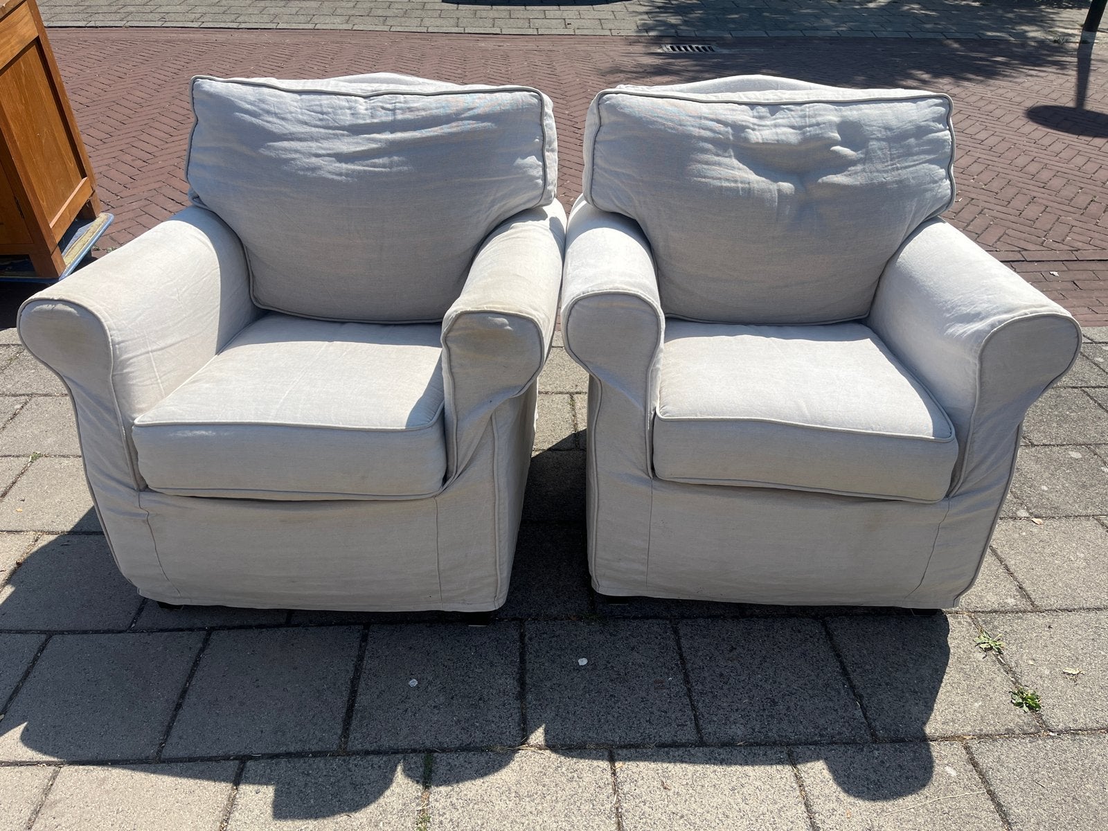2 Rivièra Maison stoelen met losse wasbare hoezen, Ophalen, Gebruikt, Twee, Wit