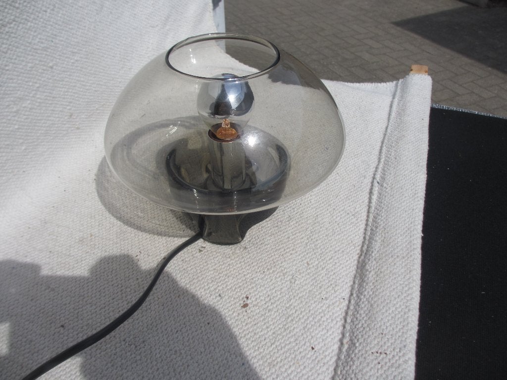 Sussmuth leuchten Mushroom tafellamp smoked glas, Overige typen, Gebruikt, Met schakelaar, Glas
