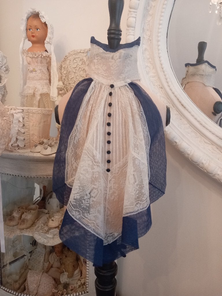 Antiek Frans kanten Guimpe jabot frontje kraag . circa 1900, Ophalen of Verzenden, Dames