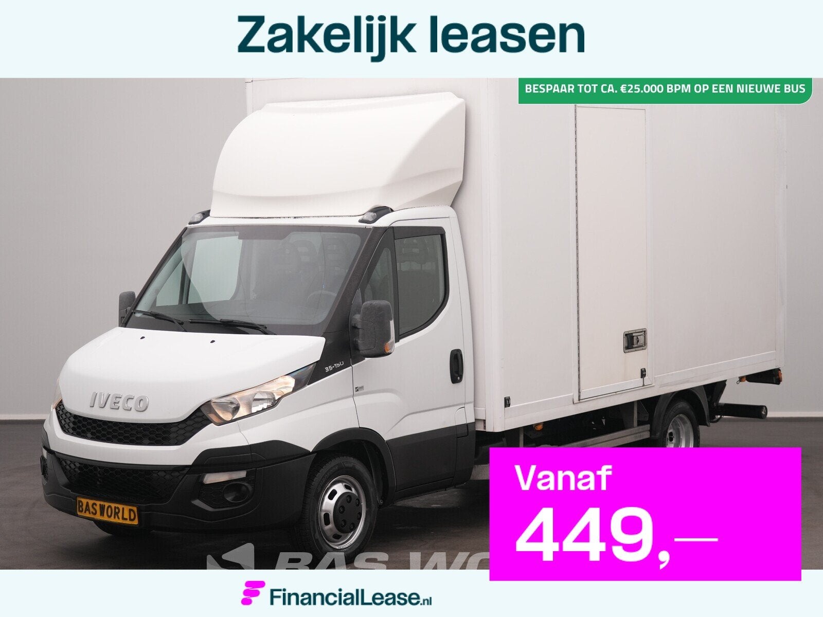 Iveco Daily 35C15 3.0L Euro6 Laadklep 2x Zijdeur 3,5t Trekha, Stof, Gebruikt, Euro 6, 4 cilinders