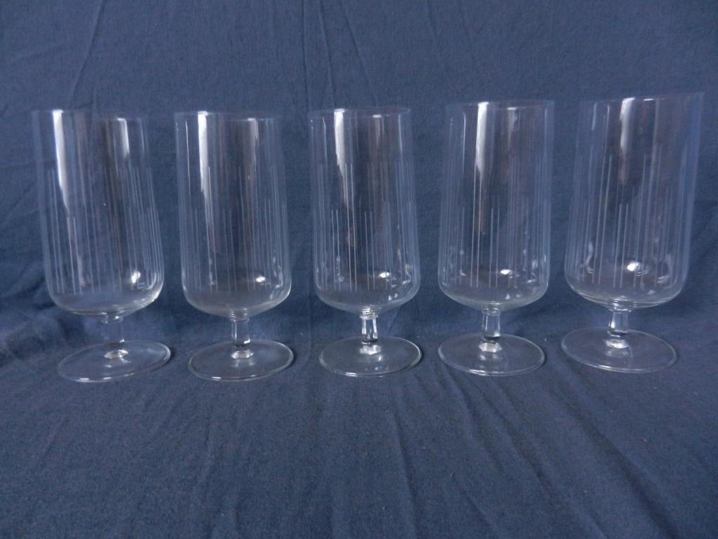 5 grote bierglazen Copier Leerdam servies Atlanta h 15,8 cm, Ophalen of Verzenden