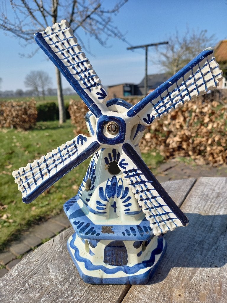 delfsblauwe molen met lamp, Huis en Inrichting, Ophalen, Blauw, Steen/keramiek, Gebruikt