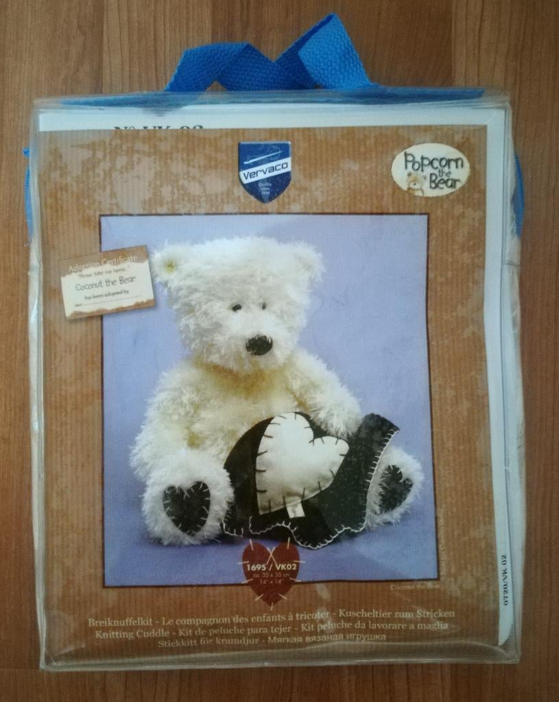Vervaco Popcorn the Bear breipakket, Hobby en Vrije tijd, Ophalen, Nieuw, Breien, Patroon of Boek